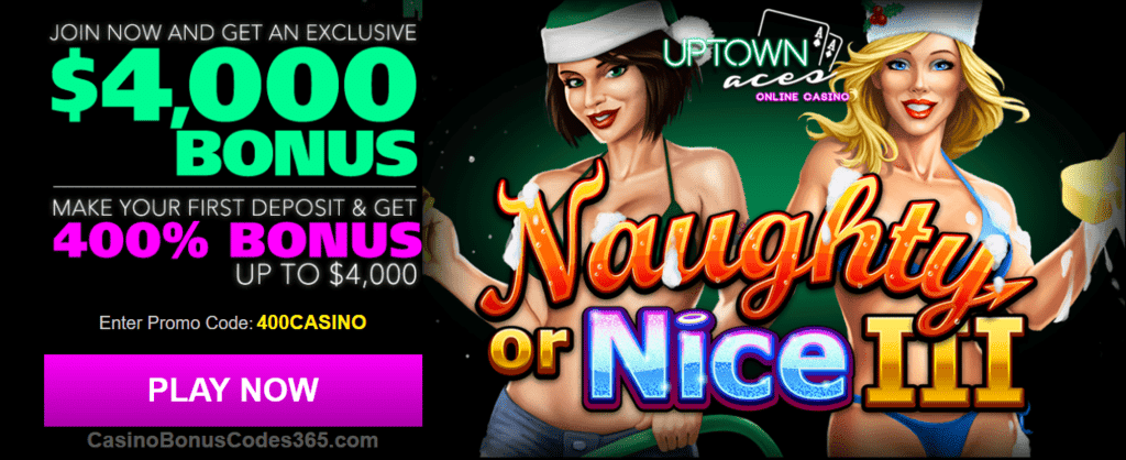 Uptown Aces RTG Naughty Or Nice III 400% Welcome Bonus