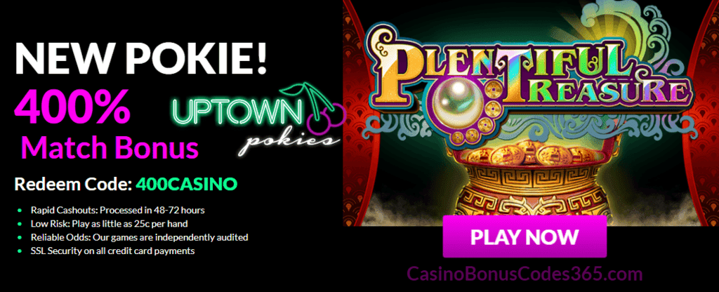 Uptown Pokies 400% Welcome Bonus up to $4000