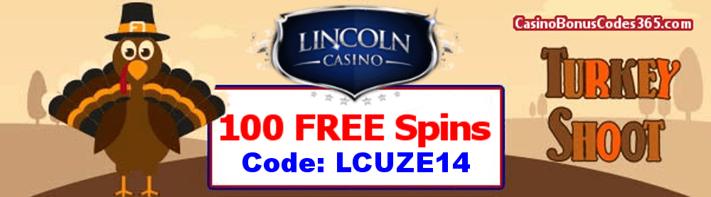 Lincoln Casino 100 FREE Spins on WGS Turkey Shoot Special Promo