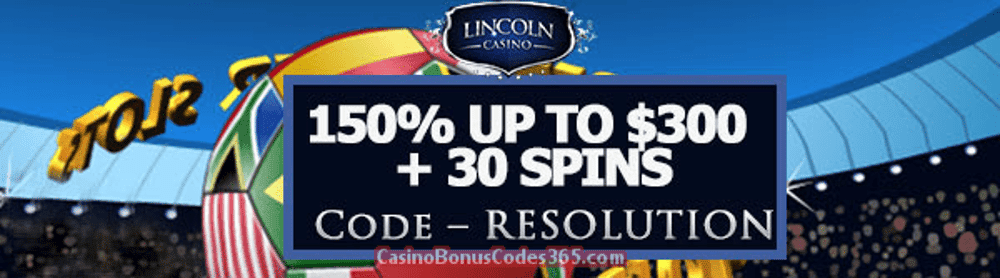 Lincoln Casino 150% up to $300 Bonus plus 30 FREE Spins New Year Special Offer WGS Super Soccer