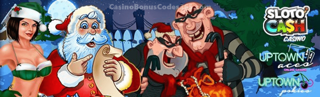 SlotoCash Casino, Uptown Aces and Uptown Pokies Jolliest FREE Spins Pack