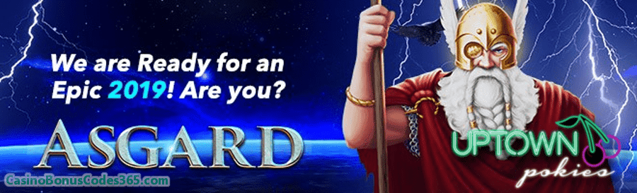 Uptown Pokies 225% Daily Match plus 50 FREE Spins Epic 2019 Offer RTG Asgard