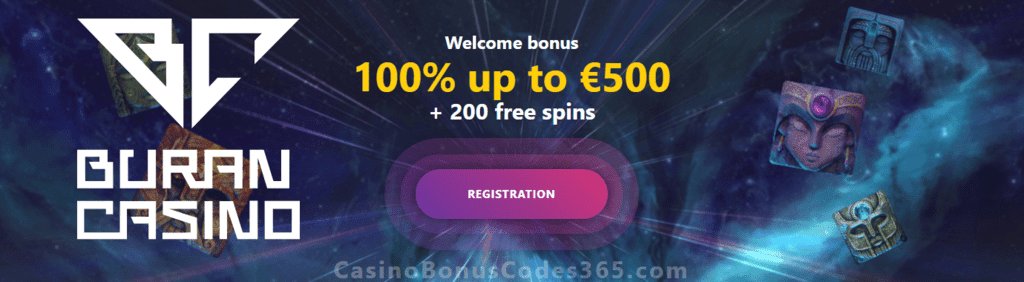 Buran Casino 100% Match up to €500 plus 200 FREE Spins Welcome Package