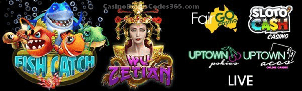 SlotoCash Casino, Uptown Aces, Uptown Pokies Fair Go Casino RTG Fish Catch and Wu Zetian