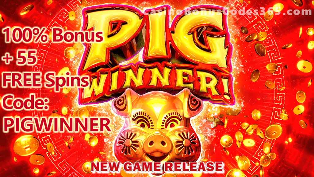 Everygame Casino Red 100% Bonus plus 55 FREE Pig Winner Spins New Game Offer