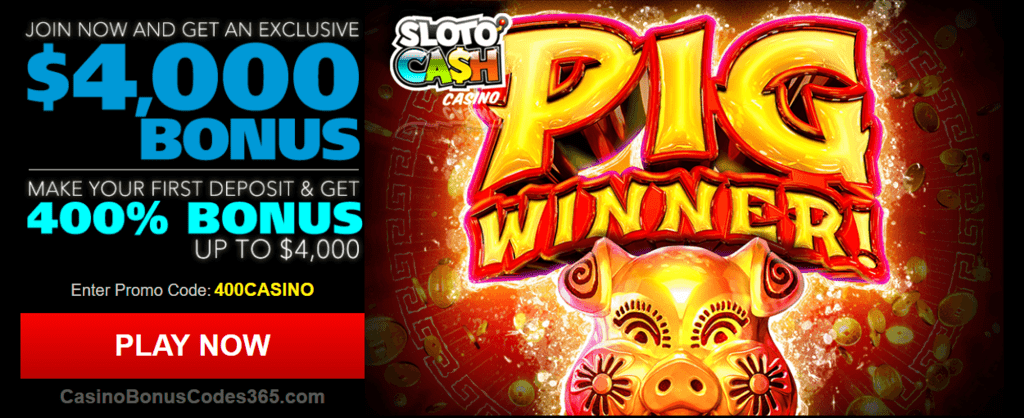 SlotoCash Casino RTG Pig Winner 400% Welcome Bonus