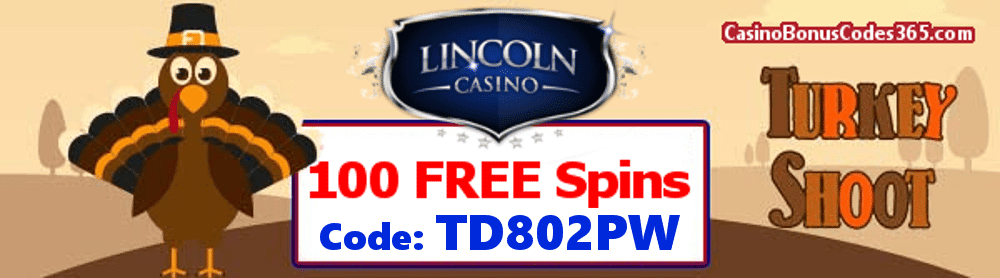 Lincoln Casino 100 FREE Spins on WGS Turkey Shoot Special Promo