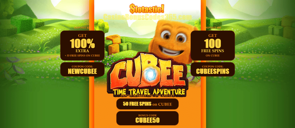 Slotastic Online Casino Cubee Bonus plus FREE Spins New RTG Game Promo