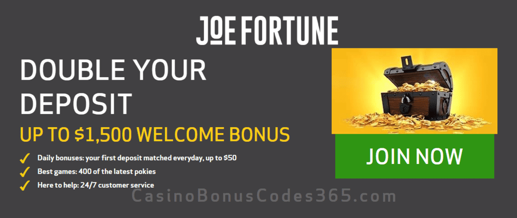 Joe Fortune $1500 Welcome Bonus