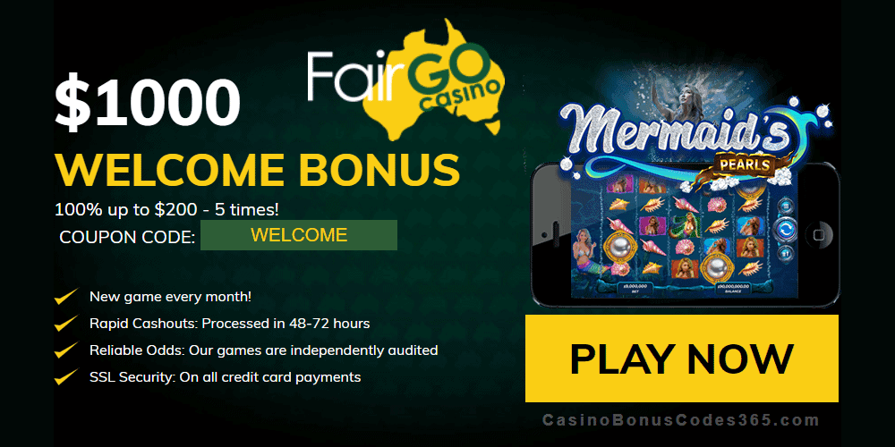 Fair Go Casino RTG Mermaid’s Pearls 100% Welcome Bonus