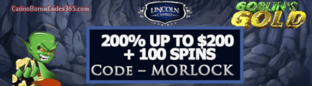 Lincoln Casino 200% bonus up to $200 plus 100 FREE City of Gold Spins