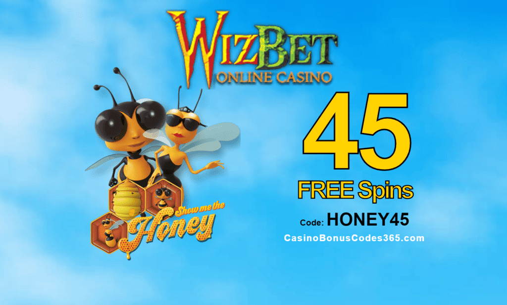 WizBet Online Casino 45 FREE Saucify Show me the Honey Spins Exclusive Deal