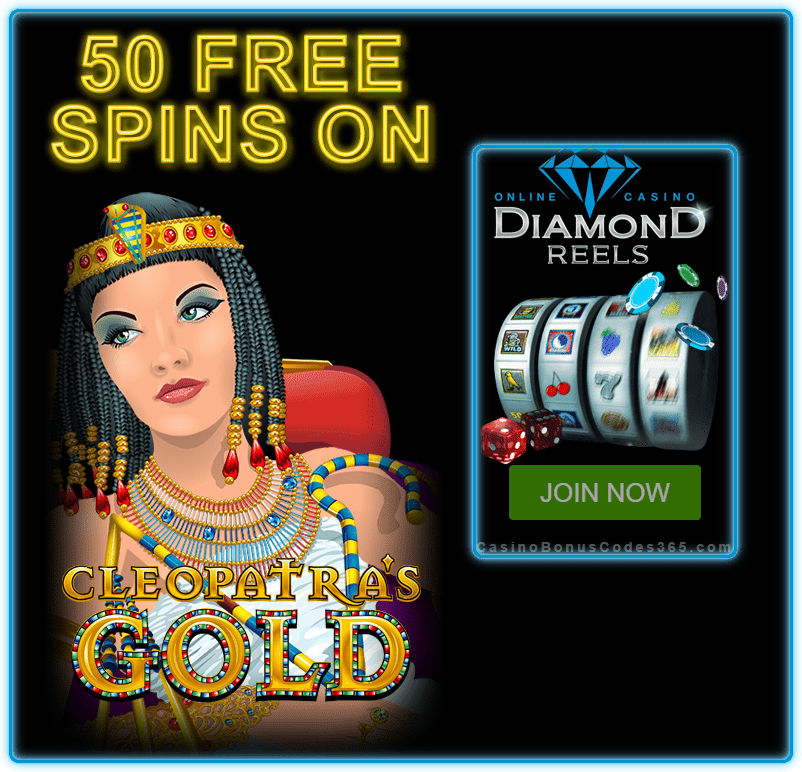 Diamond Reels Casino 50 FREE Spins on RTG Cleopatra's Gold Exclusive Promo