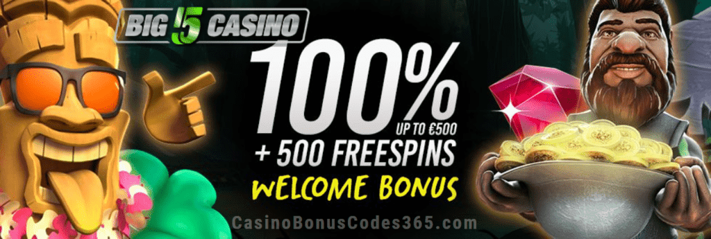 Big5Casino 100% Match plus 500 FREE Spins Welcome Package