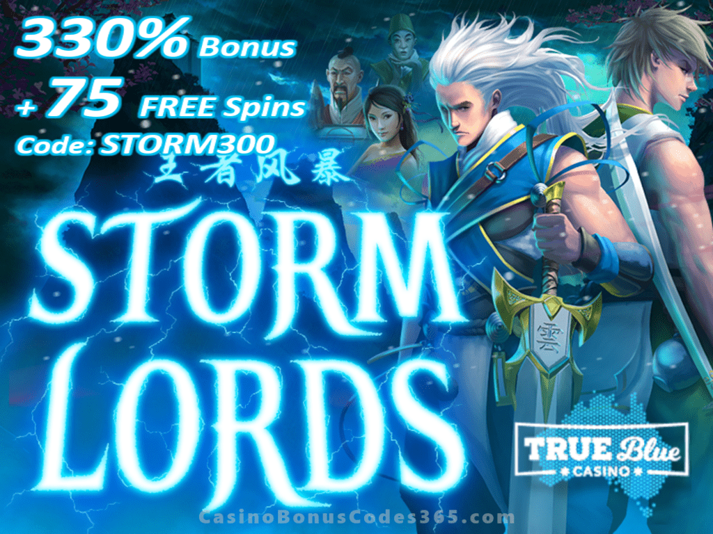 True Blue Casino RTG Storm Lords new game bonus