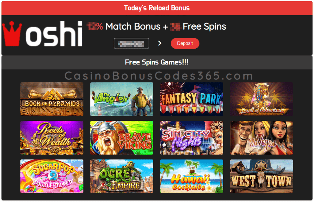 Oshi Casino Daily Reload Bonuses