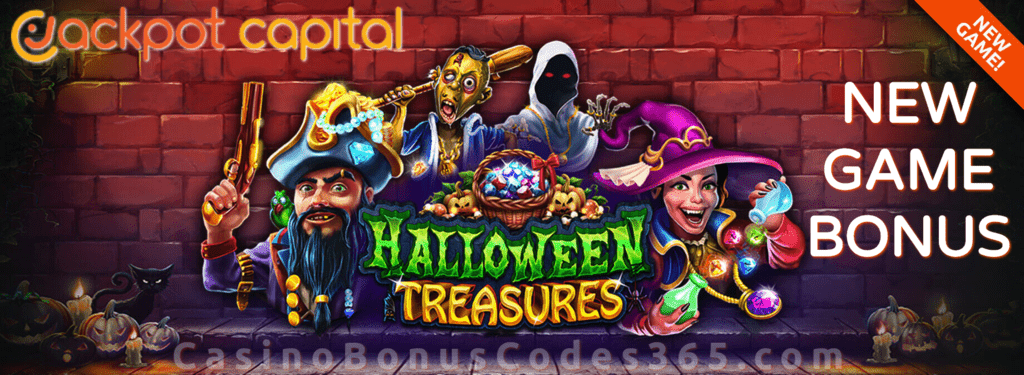 Jackpot Capital Halloween Treasures 75% up to $750 Bonus New RTG Game Special Deal