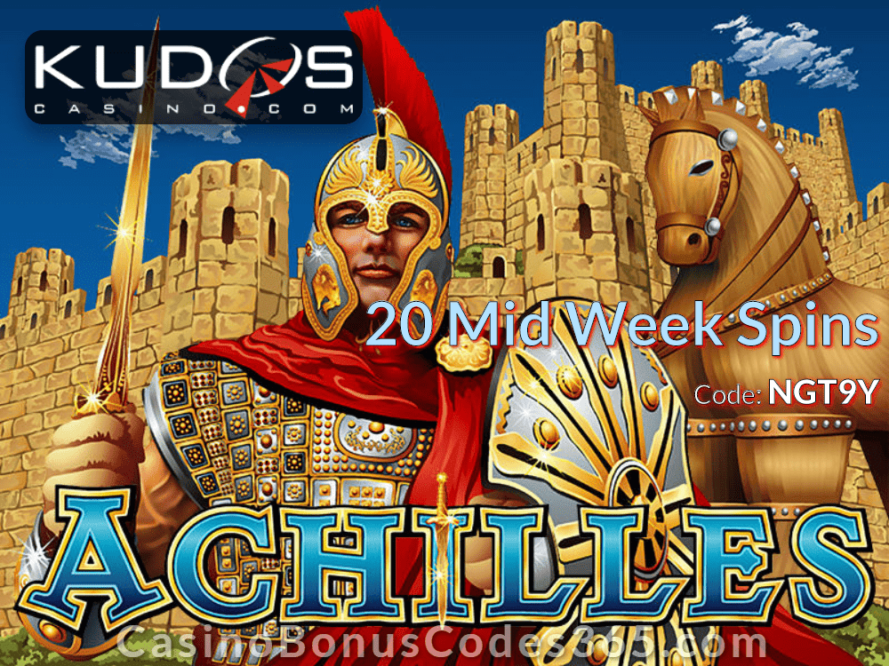 Kudos Casino 20 FREE Mid Week Spins on RTG Achilles