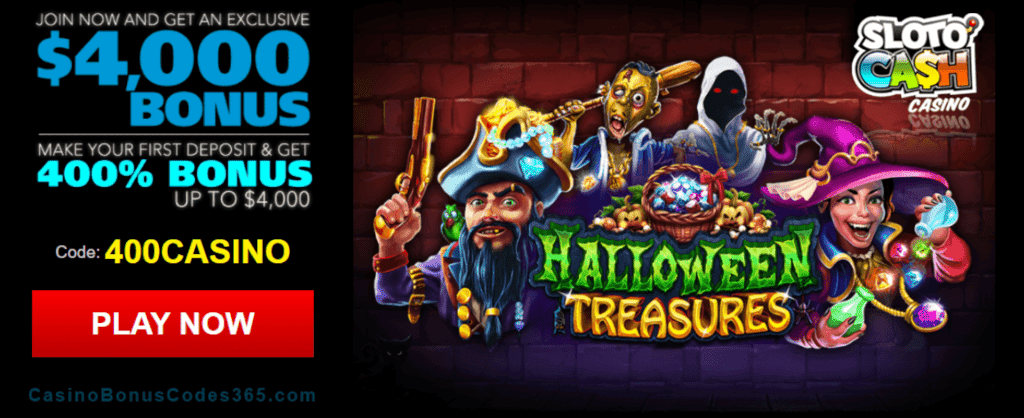 SlotoCash Casino RTG Halloween Treasures 400% Welcome Bonus