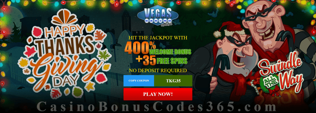 Vegas Casino Online 35 FREE RTG Swindle All The Way Spins plus 400% Match Welcome Bonus Special Thanksgiving Offer