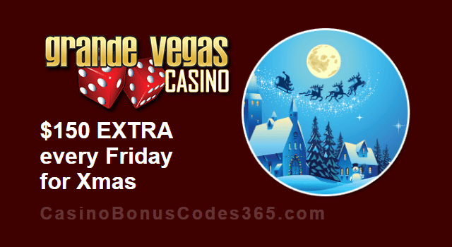 Grande Vegas Casino $150 FREE Extra Chip Every Friday till Xmas RTG Gemtopia