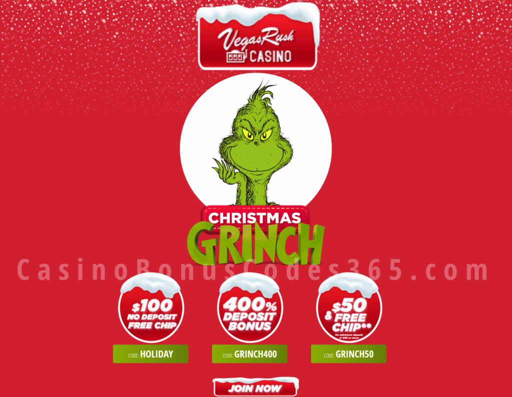 Vegas Rush Casino Christmas Grinch December Special Offer