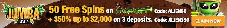 Jumba Bet 50 FREE Spins on Saucify Spartians plus 350% Match Welcome Bonus