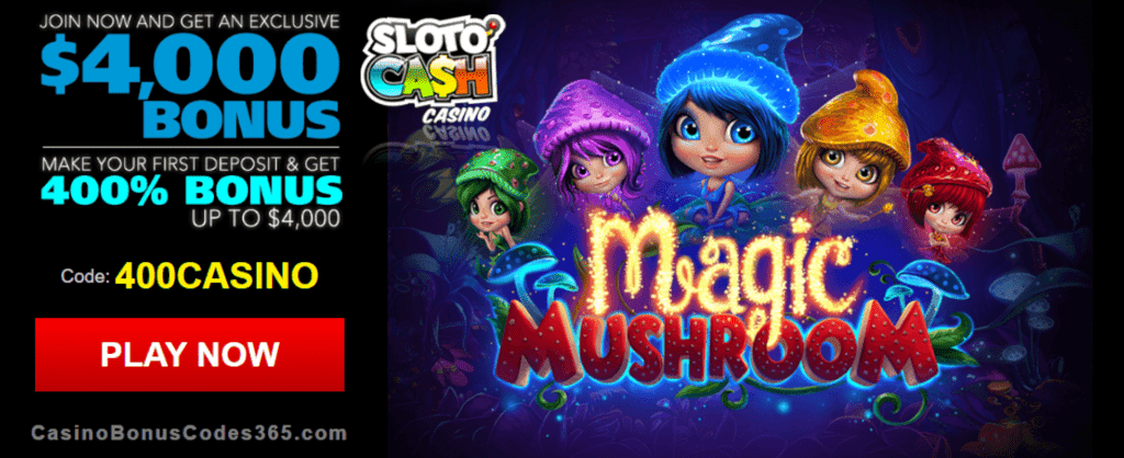 SlotoCash Casino RTG Magic Mushroom 400% Welcome Bonus