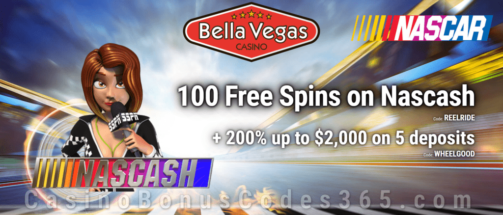 Bella Vegas Casino 100 FREE Spins on Saucify Nascash plus 200% Match Bonus Welcome Package