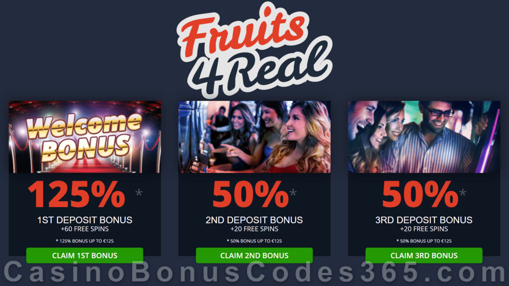 Fruits4Real €375 Bonus plus 100 FREE Spins Welcome Package