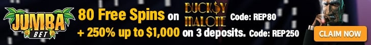 Jumba Bet 80 FREE Spins on Saucify Bucksy Malone plus 250% Match up to $1000 Welcome Deal