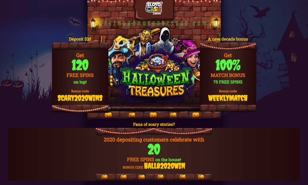 SlotoCash Casino January RTG Halloween Treasures Weekly Match Bonus