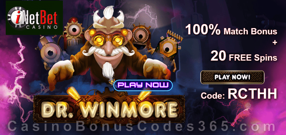 iNetBet Casino 100% Match plus 20 FREE Spins on Dr. Winmore New RTG Game Special Deal