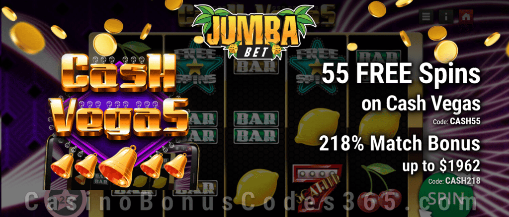 Jumba Bet 55 FREE Saucify Cash Vegas Spins plus 218% Match Bonus Welcome Package