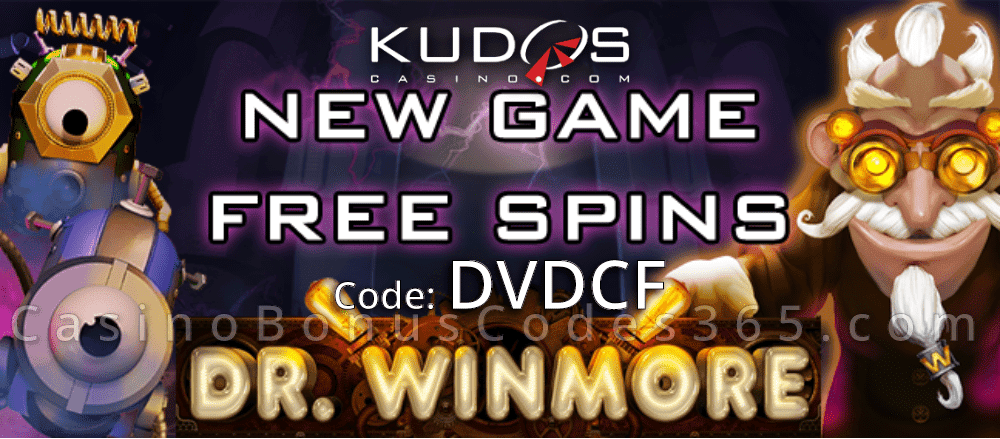 Kudos Casino New RTG Game 40 FREE Dr. Winmore Spins Special Offer