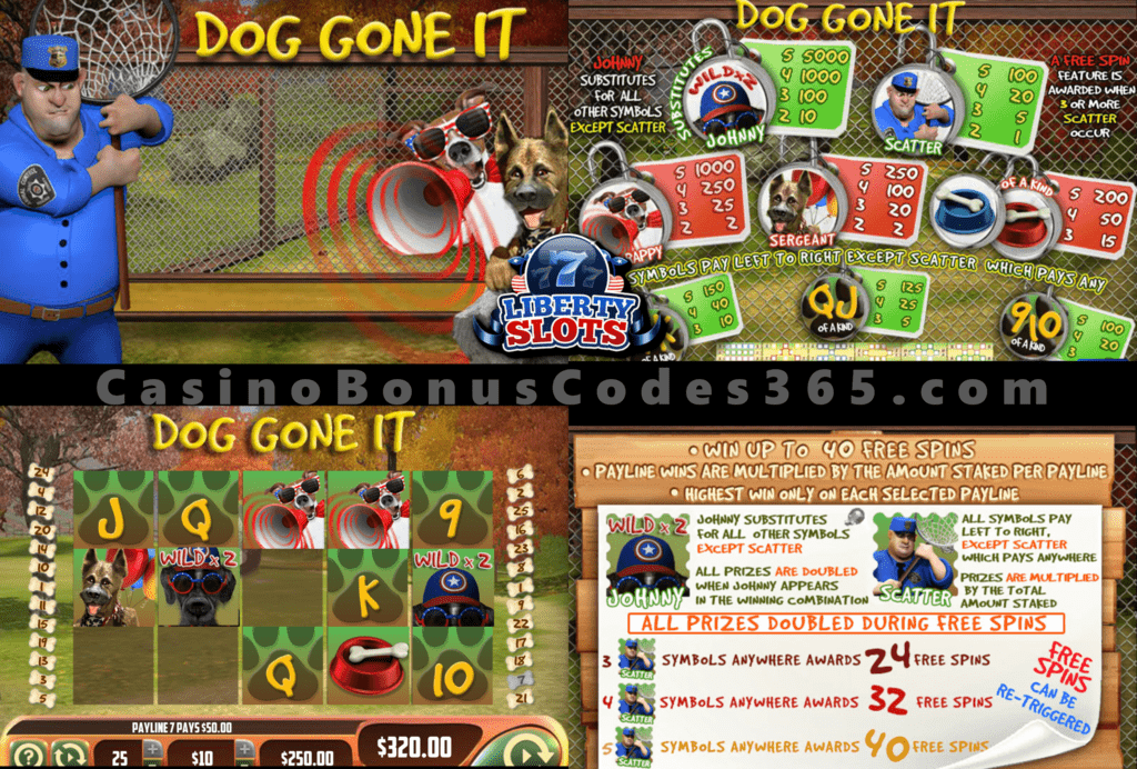 Liberty Slots 40 Welcome FREE WGS Dog Gone It Spins