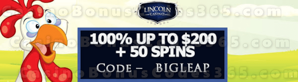 Lincoln Casino 100% Match up to $200 Bonus plus 50 FREE Spins on WGS Funky Chicken Special New Players Deal