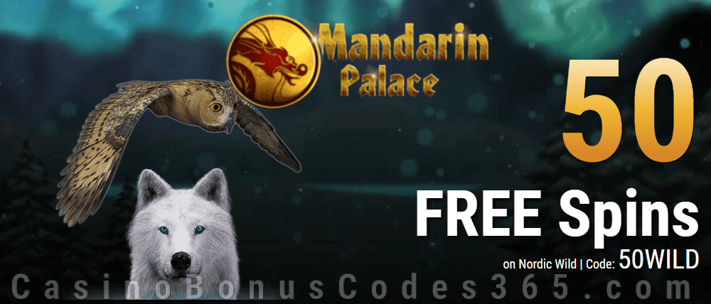 Mandarin Palace Online Casino Exclusive 50 FREE Spins on Saucify Nordic Wild