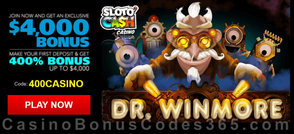 SlotoCash Casino RTG Dr. Winmore 400% Welcome Bonus