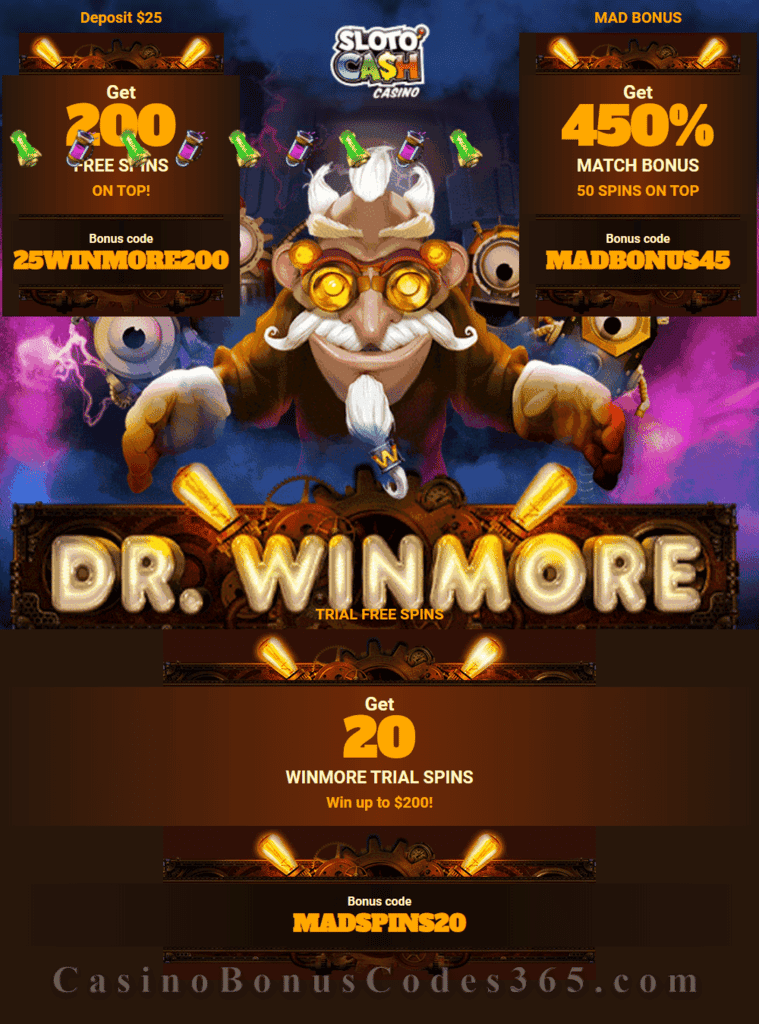 SlotoCash Casino RTG Dr. Winmore New Game Special Deal