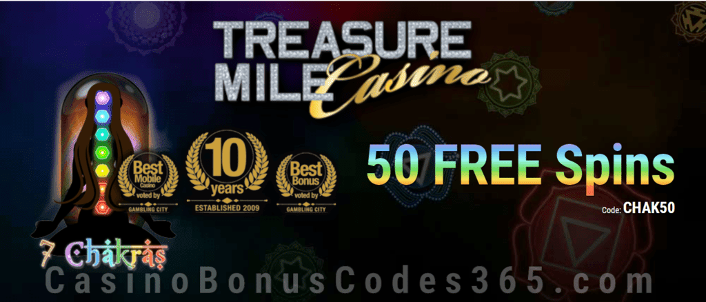 Treasure Mile Casino Exclusive 50 FREE Spins on Saucify 7 Chakras