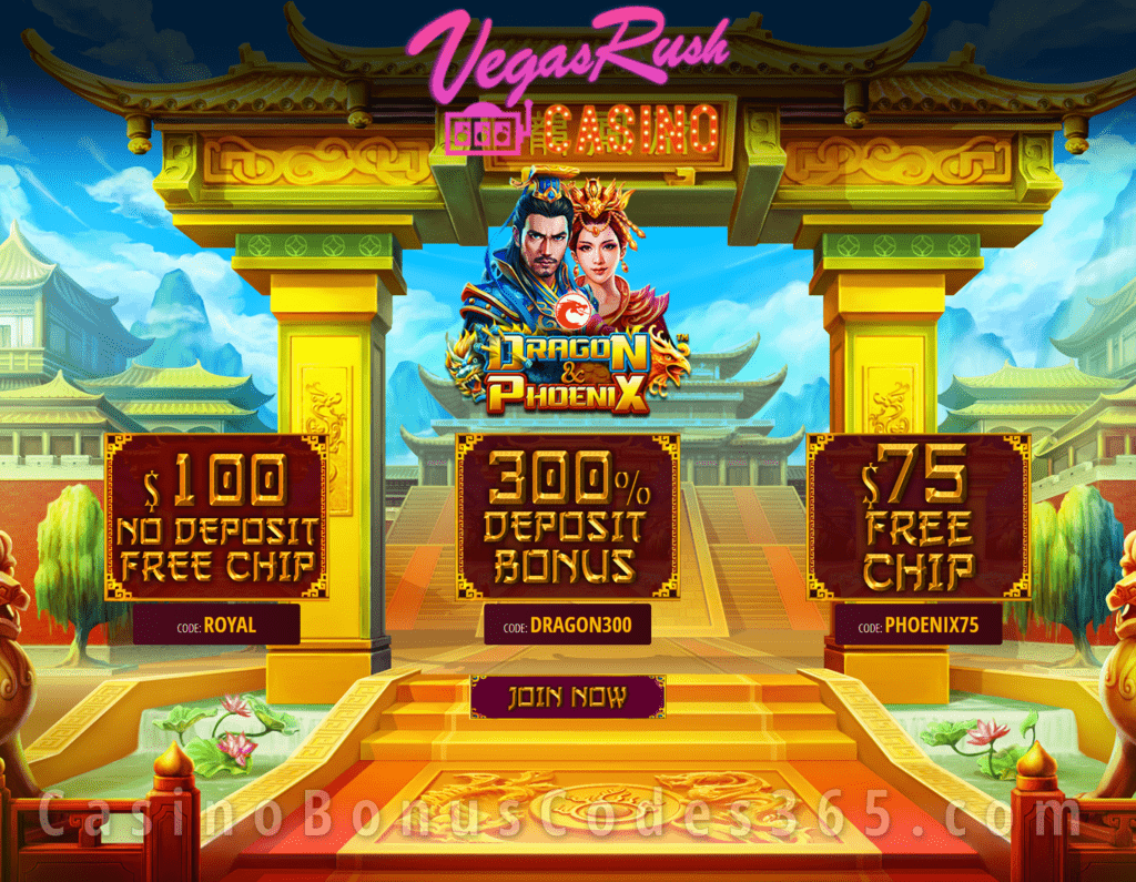 Vegas Rush Casino Special Betsoft Dragon & Phoenix February Offer