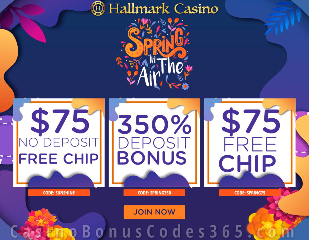 Hallmark Casino Spring in the Air $150 FREE Chip and 350% Match Bonus Special Offer