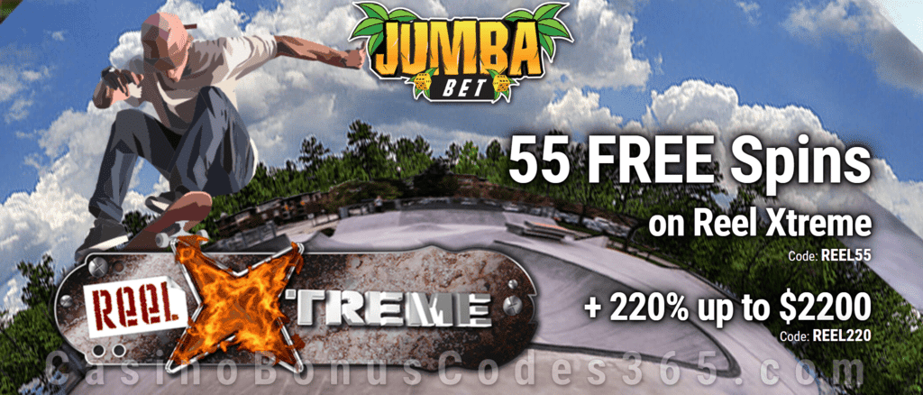 Jumba Bet 55 FREE Spins on Saucify Reel Xtreme plus 220% Match Bonus New Players Special Deal