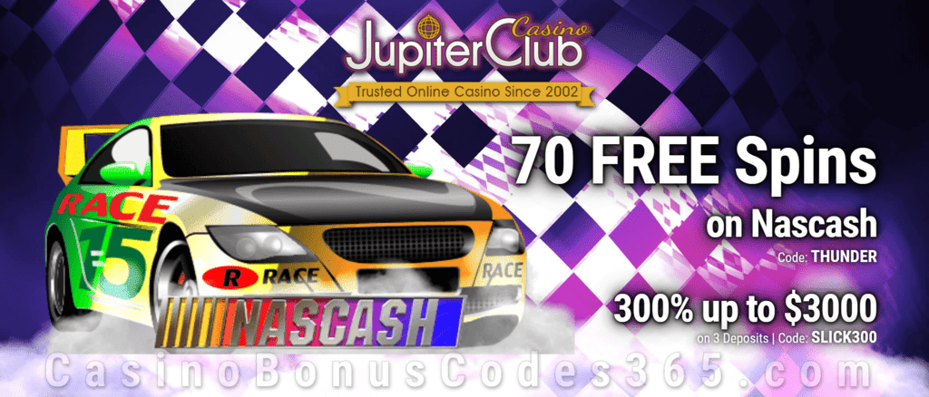 Jupiter Club Casino 70 FREE Saucify Nascash Spins on plus 180% Match Bonus Sign Up Offer