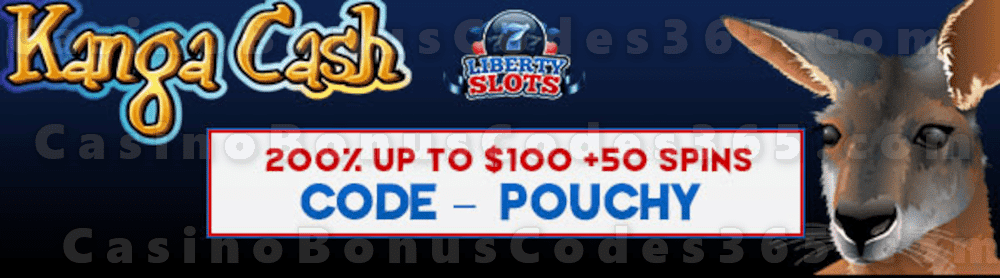 Liberty Slots 200% Match Bonus up to $100 Bonus plus 50 FREE WGS Kanga Cash Spins Welcome Deal