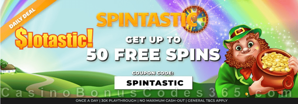 Slotastic Online Casino March Daily Extra FREE Spins on RTG Lucky 6