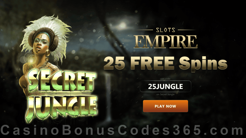 Slots Empire 25 FREE Spins on RTG Secret Jungle Special Welcome Offer