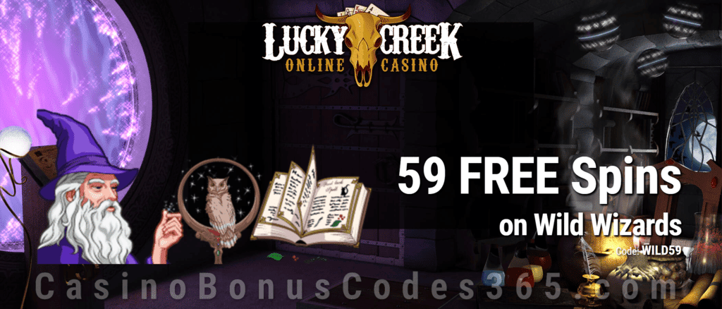 Lucky Creek 59 FREE Spins on Saucify Wild Wizards Special Offer