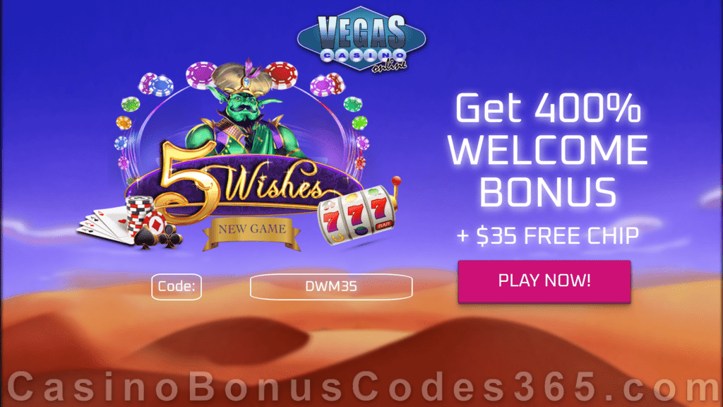 Vegas Casino Online $35 FREE Chip Special Sign Up Offer RTG 5 Wishes